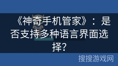 《神奇手机管家》：是否支持多种语言界面选择？
