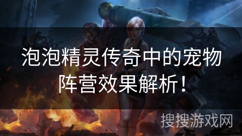 泡泡精灵传奇中的宠物阵营效果解析！