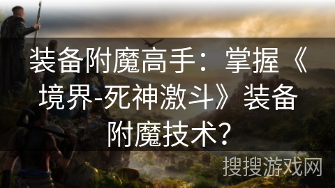 装备附魔高手：掌握《境界-死神激斗》装备附魔技术？