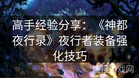 高手经验分享：《神都夜行录》夜行者装备强化技巧
