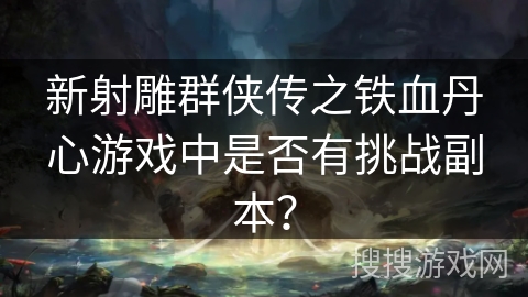 新射雕群侠传之铁血丹心游戏中是否有挑战副本？