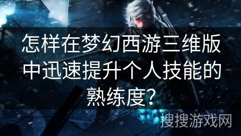 怎样在梦幻西游三维版中迅速提升个人技能的熟练度？