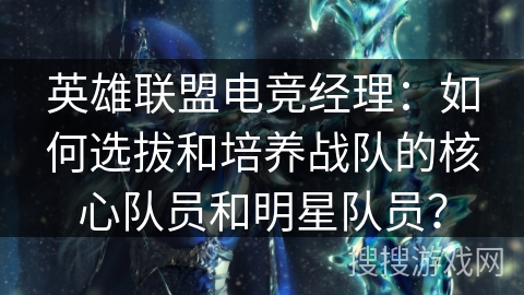 英雄联盟电竞经理:如何选拔和培养战队的核心队员和明星队员? 英雄联盟电竞经理:如何选拔和培养战队的核心队员和明星队员?
