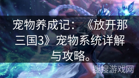 宠物养成记:《放开那三国3》宠物系统详解与攻略。 宠物养成记:《放开那三国3》宠物系统详解与攻略。