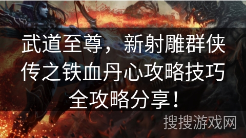 武道至尊，新射雕群侠传之铁血丹心攻略技巧全攻略分享！