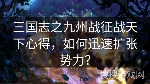 三国志之九州战征战天下心得，如何迅速扩张势力？