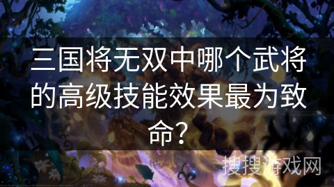 三国将无双中哪个武将的高级技能效果最为致命？