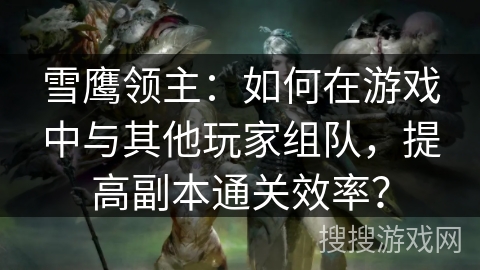 雪鹰领主：如何在游戏中与其他玩家组队，提高副本通关效率？