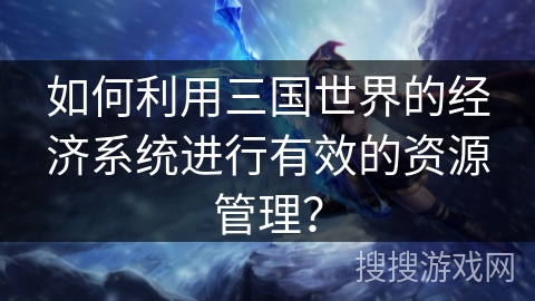 如何利用三国世界的经济系统进行有效的资源管理？