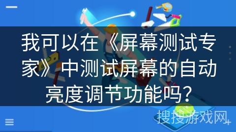 我可以在《屏幕测试专家》中测试屏幕的自动亮度调节功能吗？