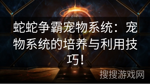 蛇蛇争霸宠物系统：宠物系统的培养与利用技巧！