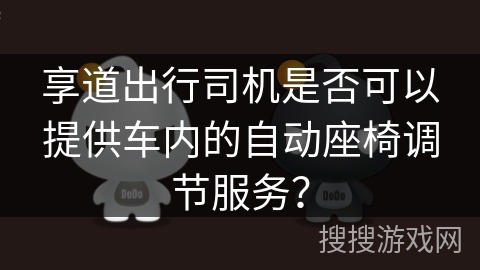 享道出行司机是否可以提供车内的自动座椅调节服务？