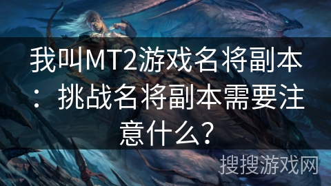 我叫MT2游戏名将副本：挑战名将副本需要注意什么？