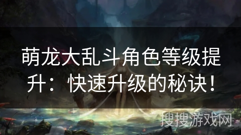 萌龙大乱斗角色等级提升：快速升级的秘诀！