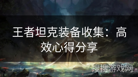 王者坦克装备收集：高效心得分享