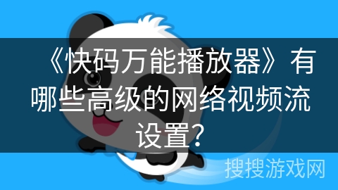 《快码万能播放器》有哪些高级的网络视频流设置？