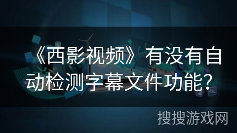 《西影视频》有没有自动检测字幕文件功能？