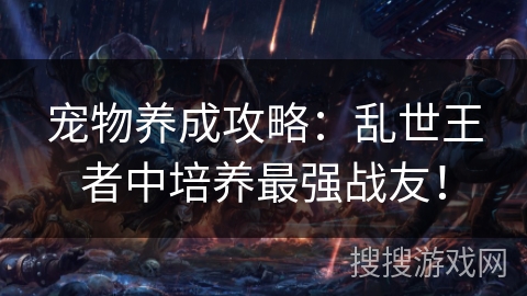 宠物养成攻略：乱世王者中培养最强战友！