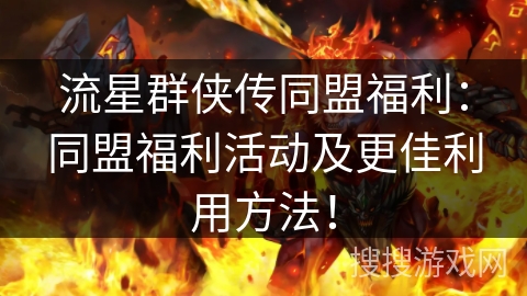 流星群侠传同盟福利：同盟福利活动及更佳利用方法！