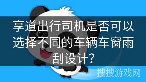 享道出行司机是否可以选择不同的车辆车窗雨刮设计？