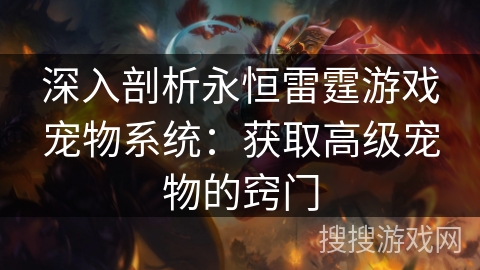 深入剖析永恒雷霆游戏宠物系统：获取高级宠物的窍门