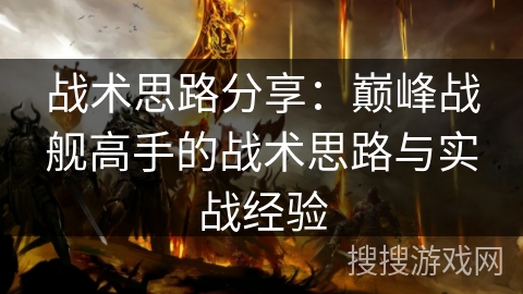 战术思路分享：巅峰战舰高手的战术思路与实战经验