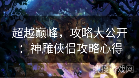 超越巅峰,攻略大公开:神雕侠侣攻略心得 超越巅峰,攻略大公开:神雕侠侣攻略心得