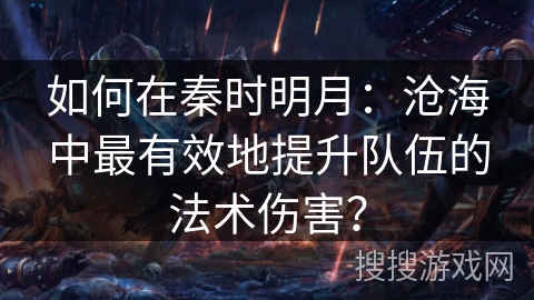 如何在秦时明月：沧海中最有效地提升队伍的法术伤害？
