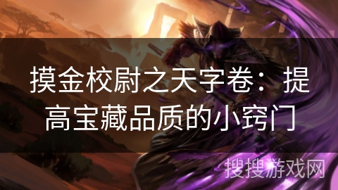 摸金校尉之天字卷：提高宝藏品质的小窍门