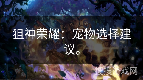 狙神荣耀：宠物选择建议。