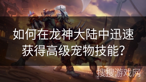 如何在龙神大陆中迅速获得高级宠物技能？
