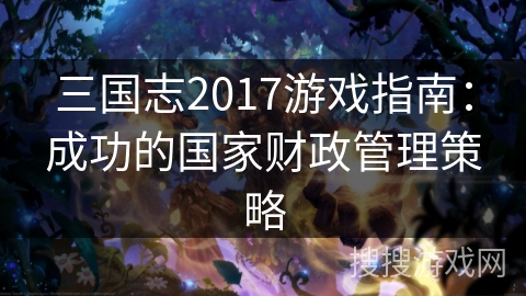 三国志2017游戏指南：成功的国家财政管理策略