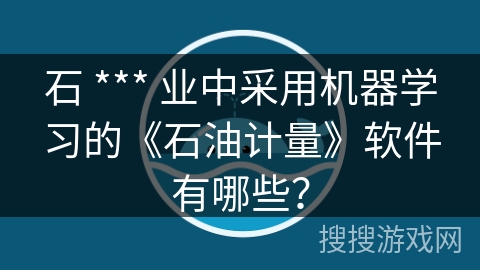 石 *** 业中采用机器学习的《石油计量》软件有哪些？
