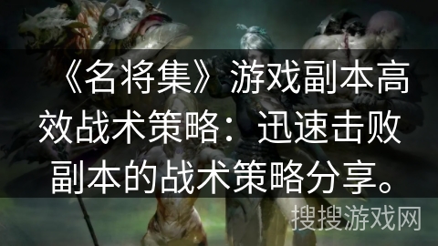 《名将集》游戏副本高效战术策略：迅速击败副本的战术策略分享。