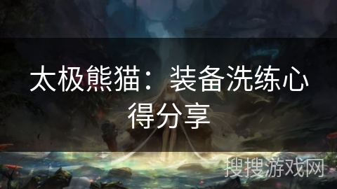 太极熊猫：装备洗练心得分享