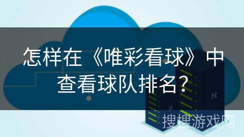 怎样在《唯彩看球》中查看球队排名？