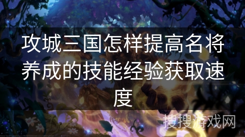攻城三国怎样提高名将养成的技能经验获取速度
