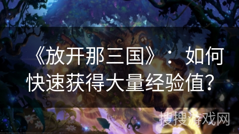 《放开那三国》：如何快速获得大量经验值？