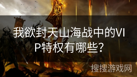 我欲封天山海战中的VIP特权有哪些? 我欲封天山海战中的VIP特权有哪些?