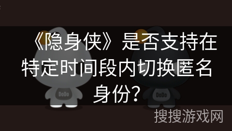 《隐身侠》是否支持在特定时间段内切换匿名身份？
