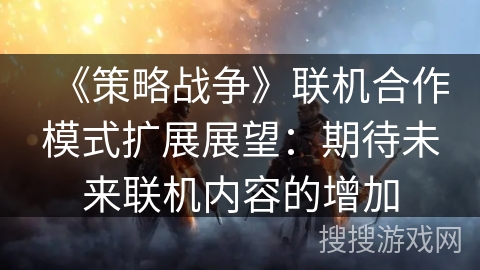 《策略战争》联机合作模式扩展展望：期待未来联机内容的增加