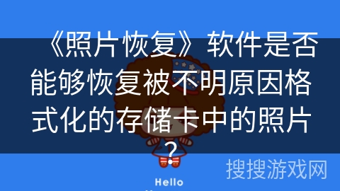 《照片恢复》软件是否能够恢复被不明原因格式化的存储卡中的照片？