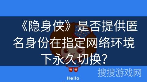 《隐身侠》是否提供匿名身份在指定网络环境下永久切换？