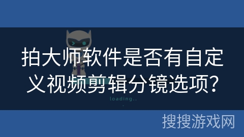 拍大师软件是否有自定义视频剪辑分镜选项？