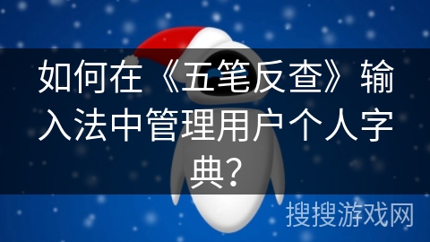 如何在《五笔反查》输入法中管理用户个人字典？