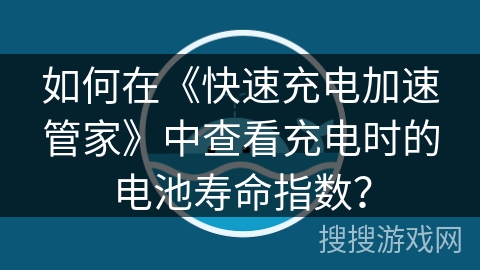 如何在《快速充电加速管家》中查看充电时的电池寿命指数？