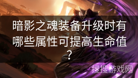 暗影之魂装备升级时有哪些属性可提高生命值？
