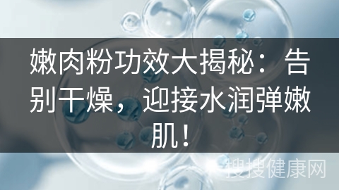 嫩肉粉功效大揭秘：告别干燥，迎接水润弹嫩肌！