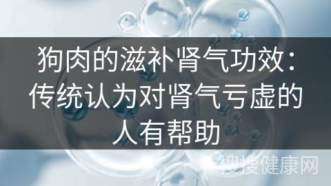 狗肉的滋补肾气功效：传统认为对肾气亏虚的人有帮助