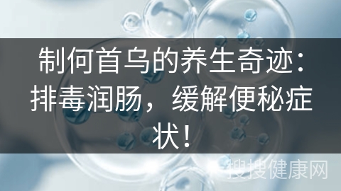 制何首乌的养生奇迹：排毒润肠，缓解便秘症状！